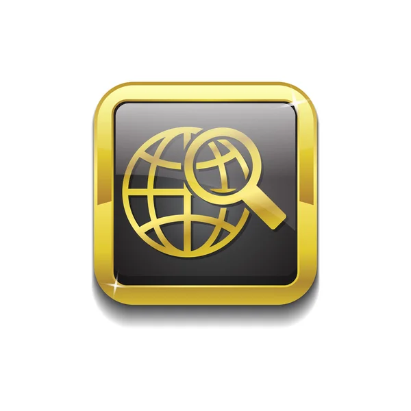 Globe znamení zlaté vektorové ikony tlačítko — Stockový vektor