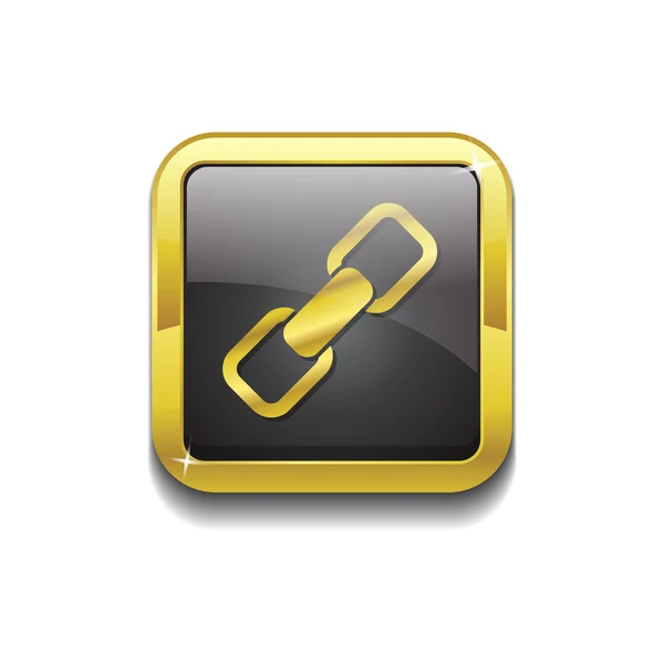Länk tecken guld vektor ikonen knapp — Stock vektor