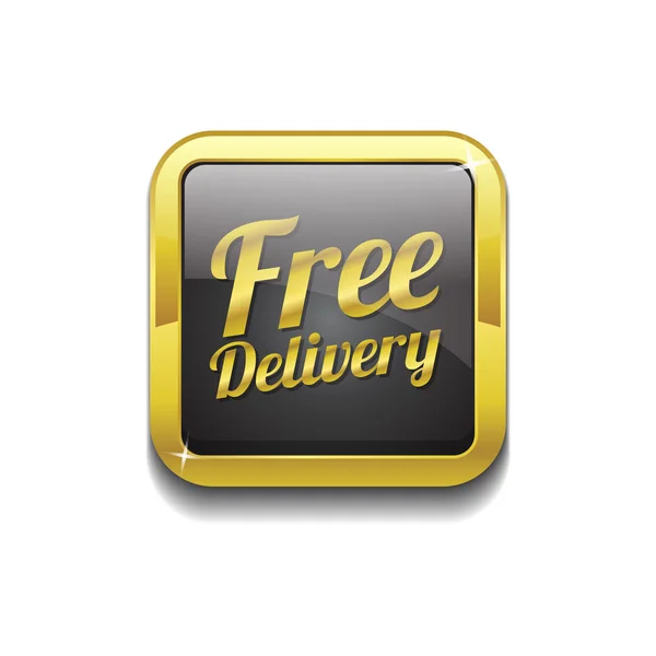 Botón de oro Vector icono de entrega gratuita — Vector de stock