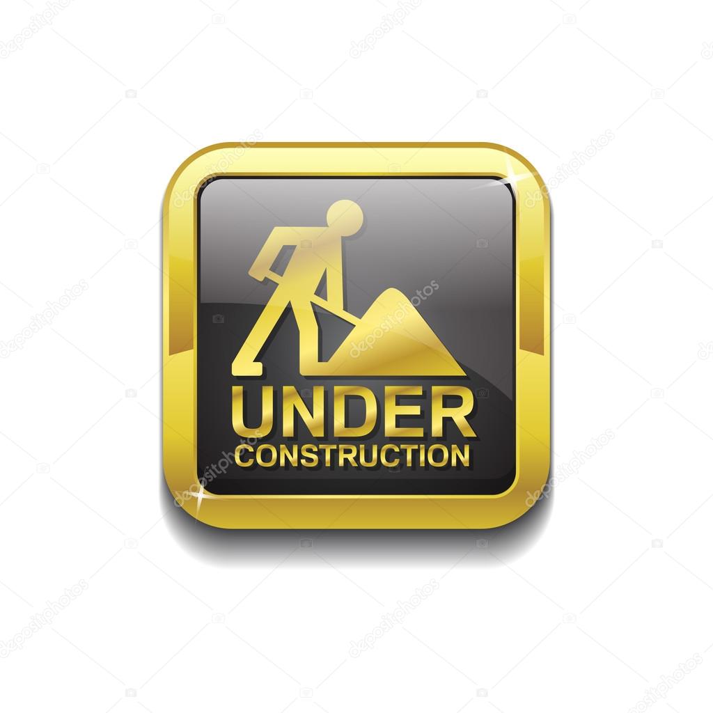 Under Construction Gold Vector Icon Button