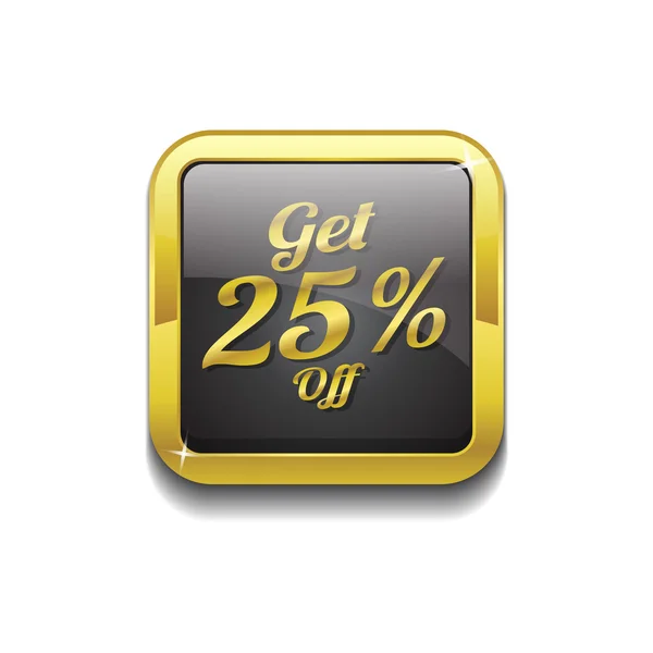 Obter 25 por cento de ouro vetor ícone botão — Vetor de Stock