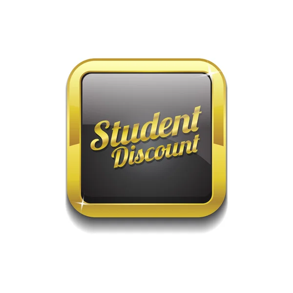 Student Discount Gold Vector Icon Button — Stock Vector