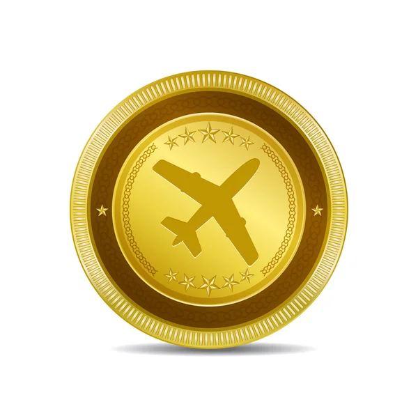 Airplane Button Icon — Stock Vector