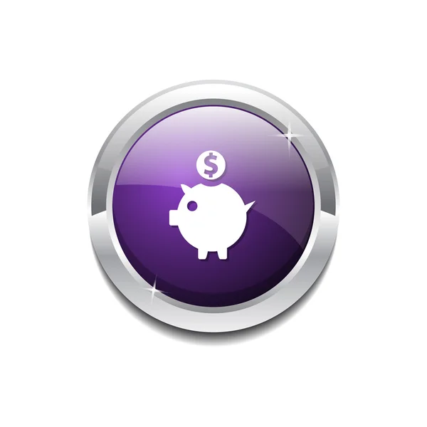 Piggy Bank Botón icono — Vector de stock