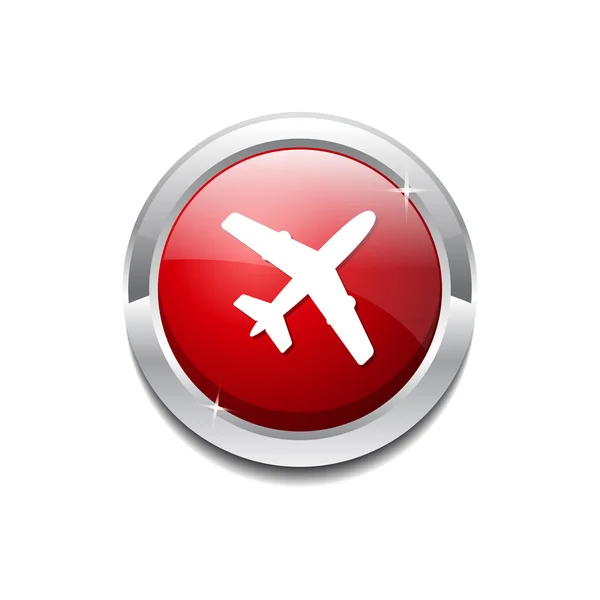 Airplane Sign Button Icon — Stock Vector