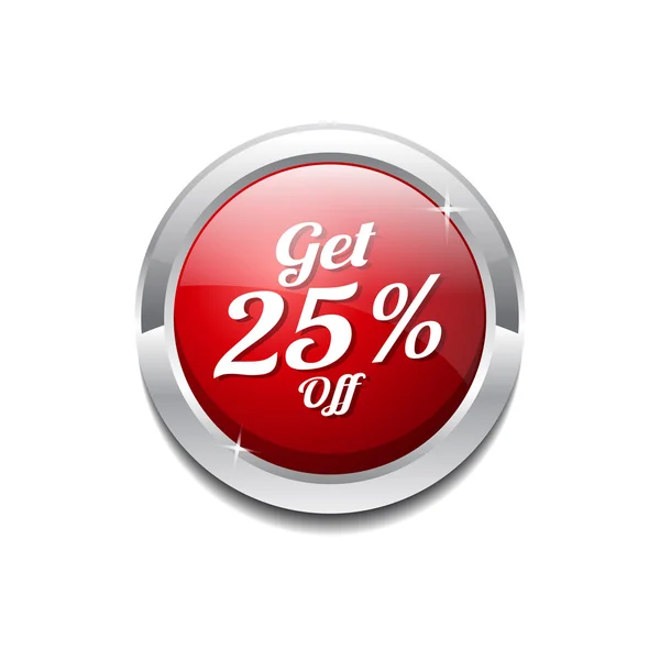 Obter 25 por cento Ícone botão — Vetor de Stock