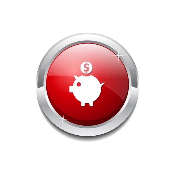 Piggy Bank Botón icono — Vector de stock