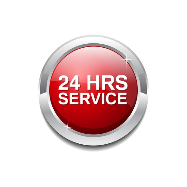 24 horas de servicio botón icono — Vector de stock