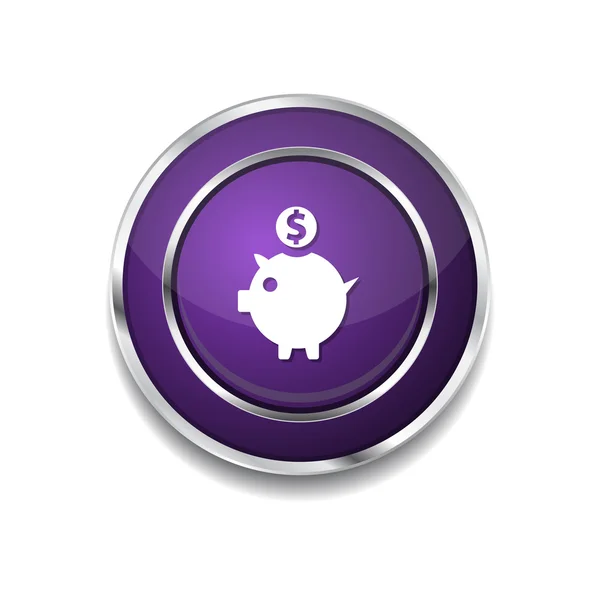 Piggy Bank Botón icono — Vector de stock