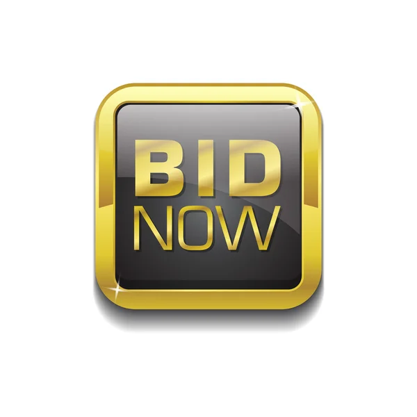 Bid Now Gold Button — Stock Vector