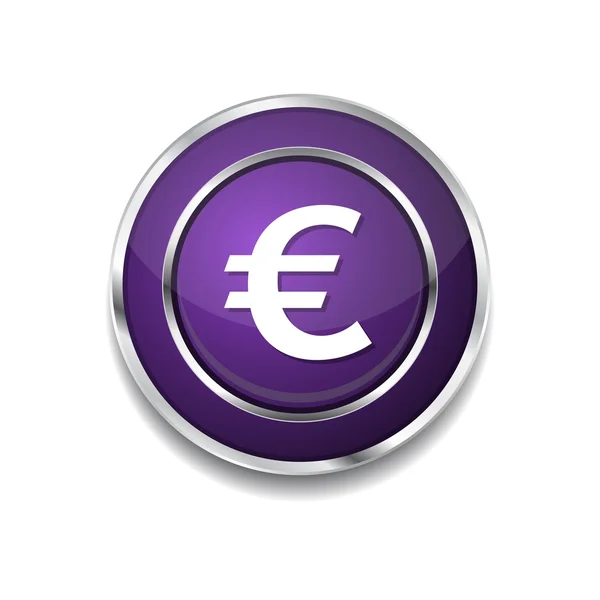 Euro Currency Sign Icon Button — Stock Vector