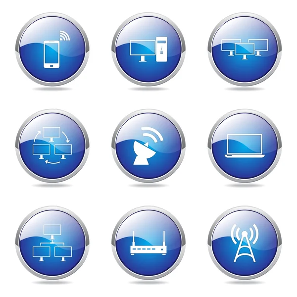 Botón de comunicación de telecomunicaciones icono — Vector de stock