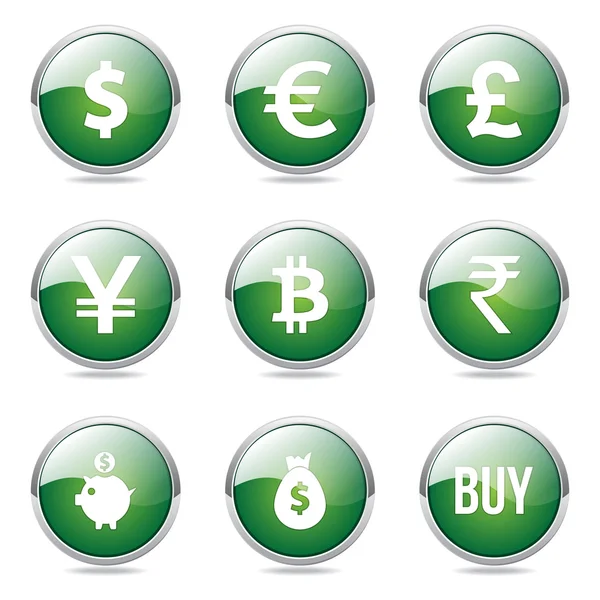 Currency Sign Button — Stock Vector