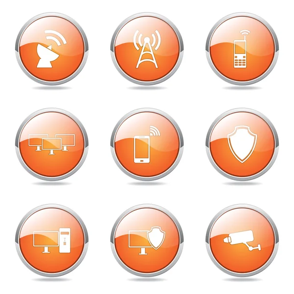 Botón de comunicación de telecomunicaciones icono — Vector de stock