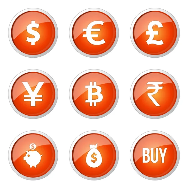 Currency Sign Button Icon — Stock Vector