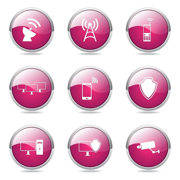 Ícone de botão de comunicação de telecomunicações —  Vetores de Stock