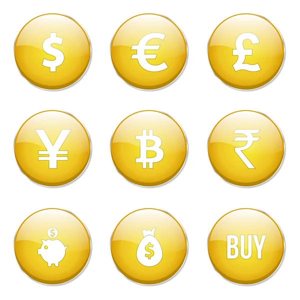 Het pictogram van de knop van valuta teken — Stockvector