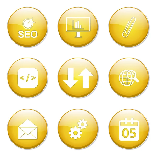 Ikona przycisku znak internetowych SEO — Wektor stockowy