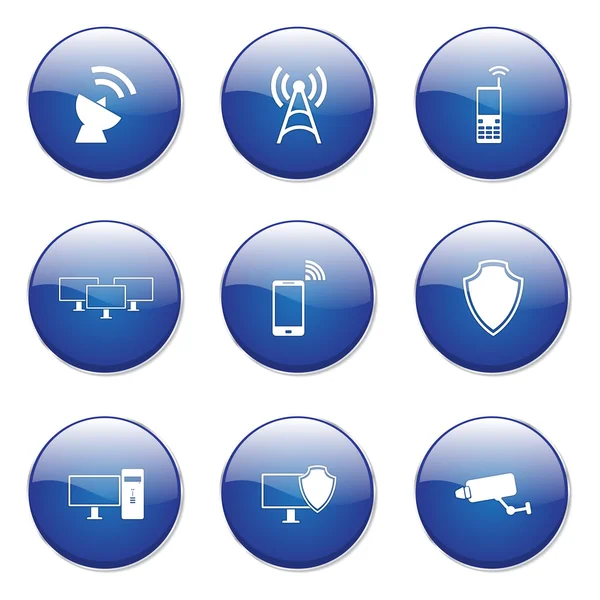 Ícone de botão de comunicação de telecomunicações —  Vetores de Stock