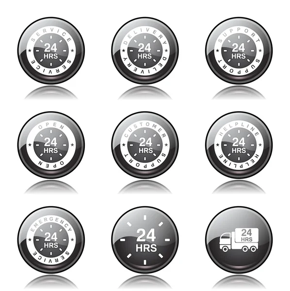 24 Hours Services Icon Set — Stock Vector