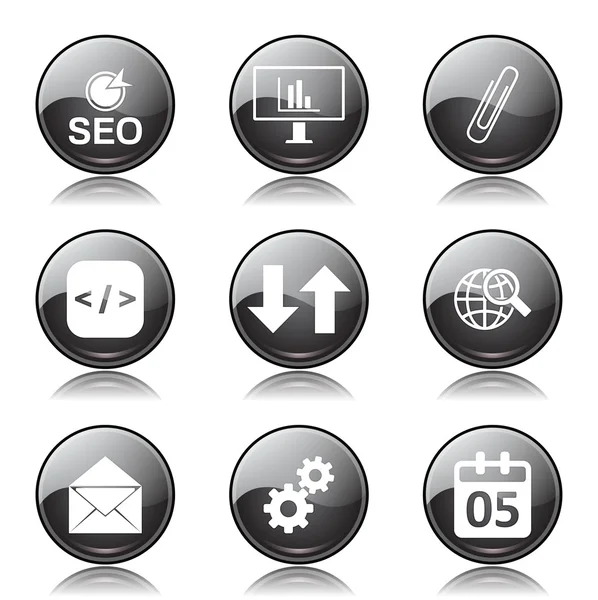 Seo Internet Zeichen Icon Set — Stockvektor