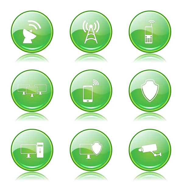 Telecom Communication Icon Set — Stock Vector