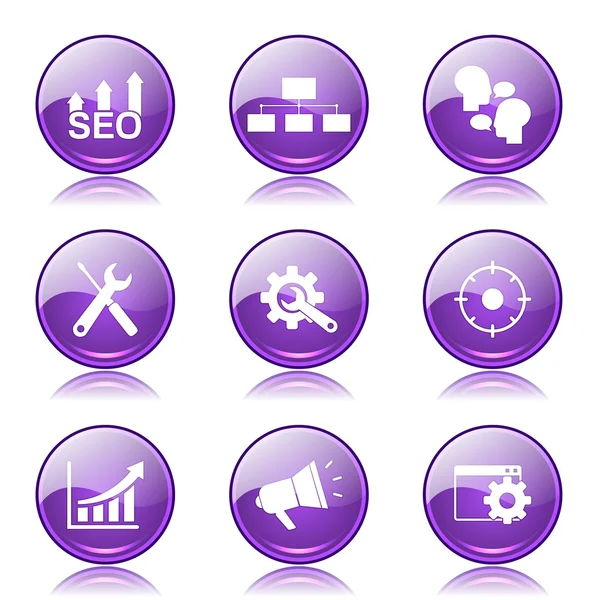 Seo Internet Zeichen Icon Set — Stockvektor