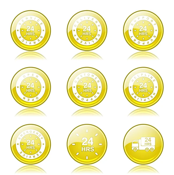 24 Hours Services Icon Set — Stock Vector