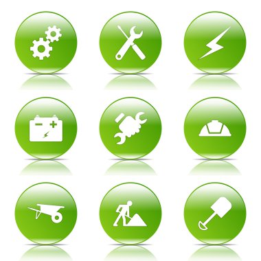 inşaat araçları simgesi seti