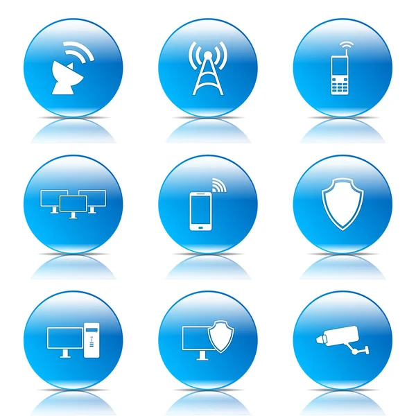 Ensemble d'icônes de communication télécom — Image vectorielle