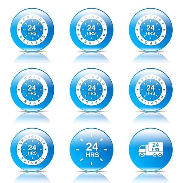 24 uur diensten pictogrammenset — Stockvector