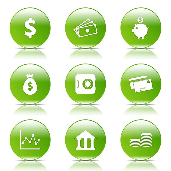 Ensemble d'icônes bancaires financières — Image vectorielle