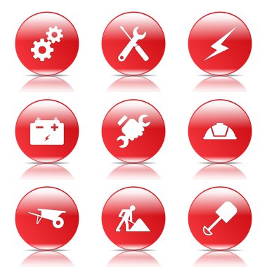 inşaat araçları simgesi seti