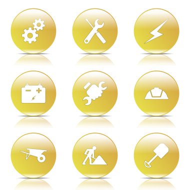 inşaat araçları simgesi seti