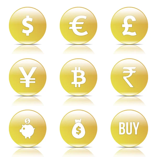 Currency Sign Icon Set — Stock Vector