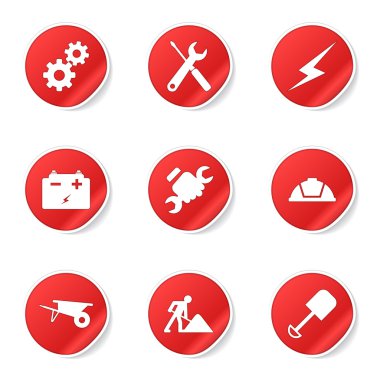 inşaat araçları simgesi seti