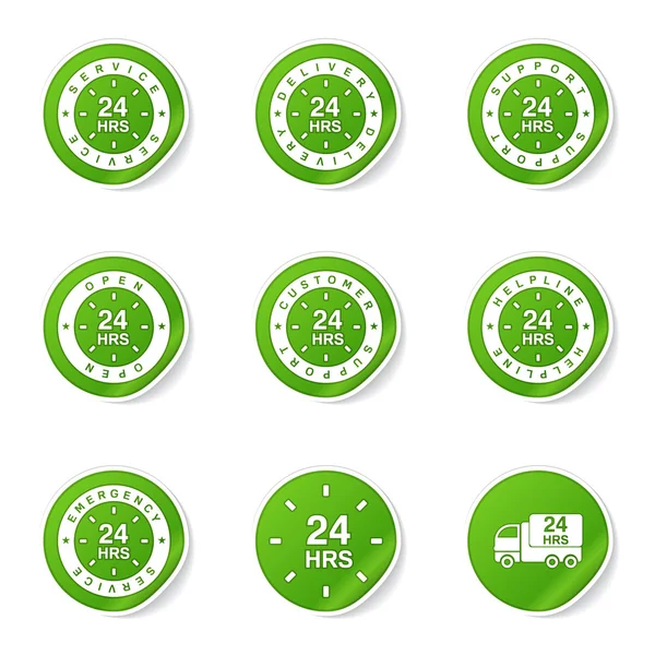 24 Hours Services Icon Set — Stock Vector