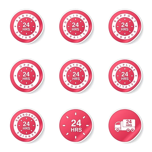 24 Horas Servicios Conjunto de iconos — Vector de stock