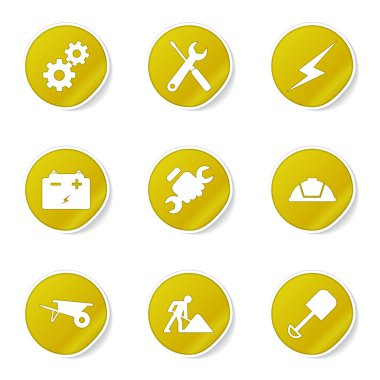 inşaat araçları simgesi seti