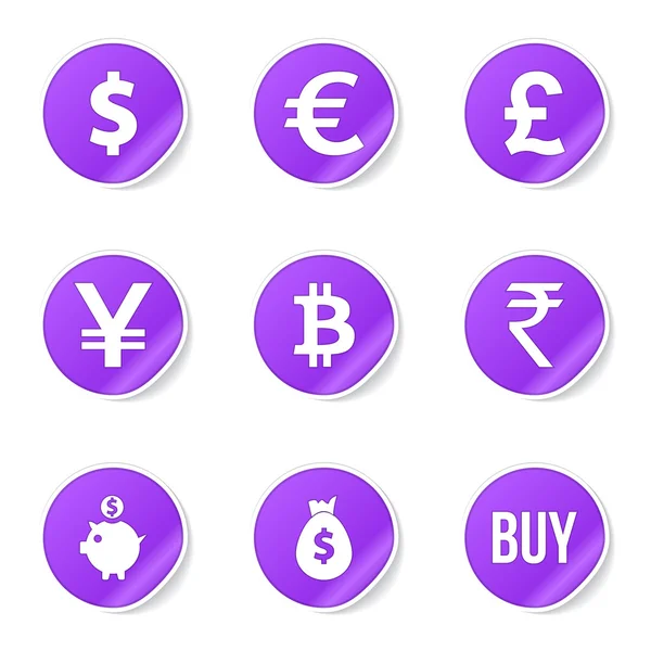 Currency Sign Icon Set — Stock Vector