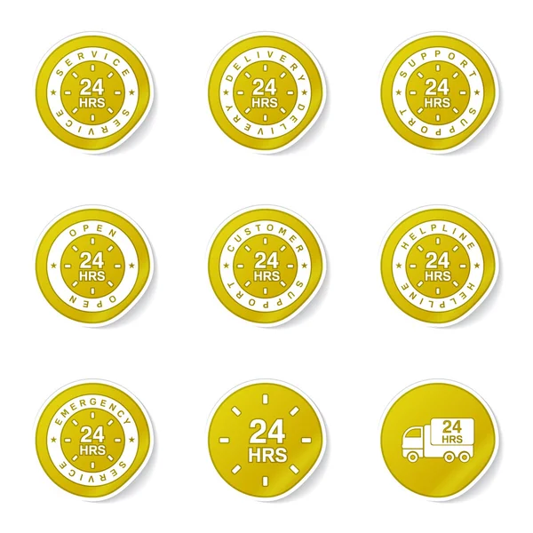 24 uur diensten pictogrammenset — Stockvector