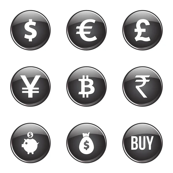 Currency Sign Icon Set — Stock Vector