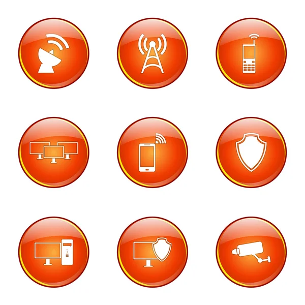 Conjunto de iconos de comunicación de telecomunicaciones — Vector de stock