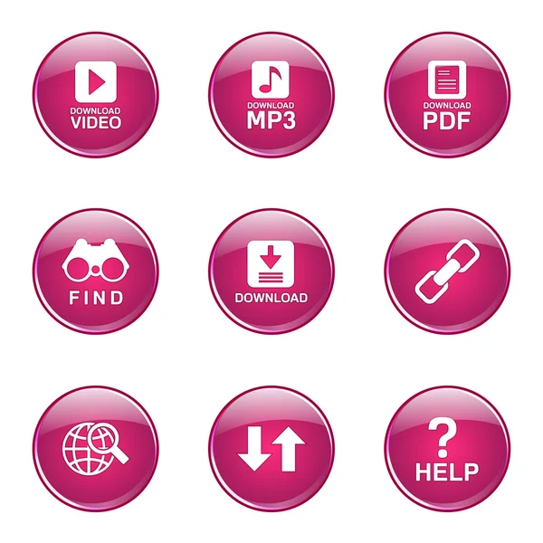 Multimédia Web Internet Icon Set — Vetor de Stock