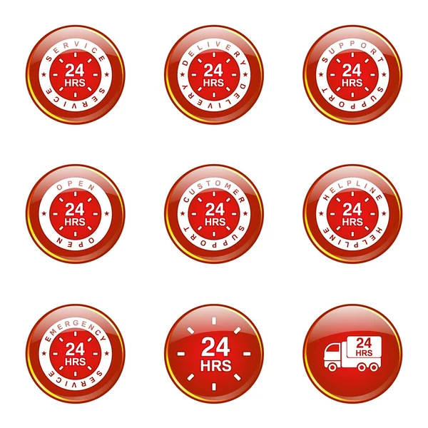 24 Hours Services Icon Set — Stock Vector