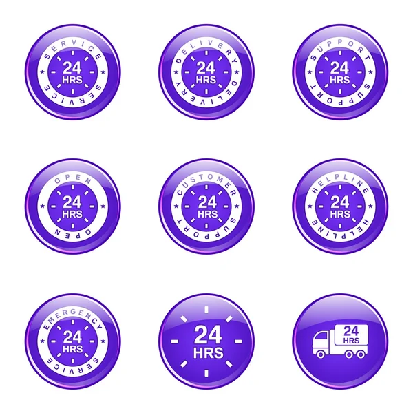Conjunto de ícones de serviços de 24 horas — Vetor de Stock
