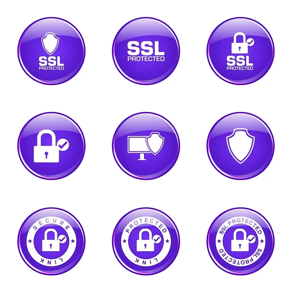 Protection Web Internet Icon Set — Stock Vector