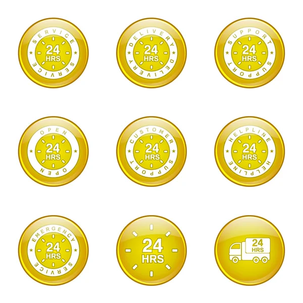 24 Hours Services Icon Set — Stock Vector