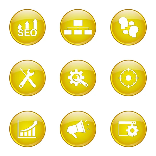 Seo Internet Zeichen Icon Set — Stockvektor