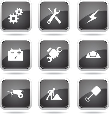 inşaat araçları simgesi seti